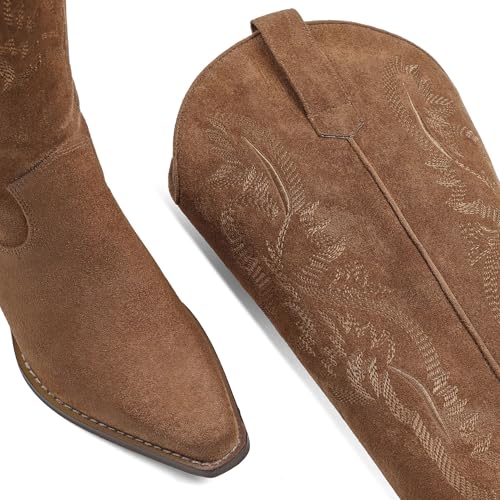 Erocalli Knee High Boots Women Cowgirl Cowboy Western Fall Chunky Block High Heel Tall Long Fashion Boot Side Zipper