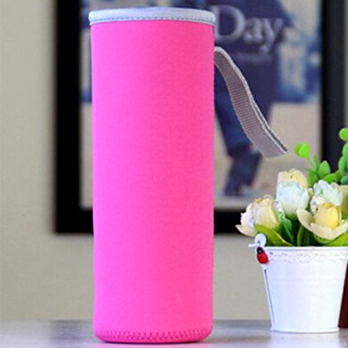 Cleme Bolso Aislante Deportivo de Moda Unisex Bolsa de Neopreno Funda de Botella de Agua Bolsa Bolsa de Manga(360MLRosa roja)