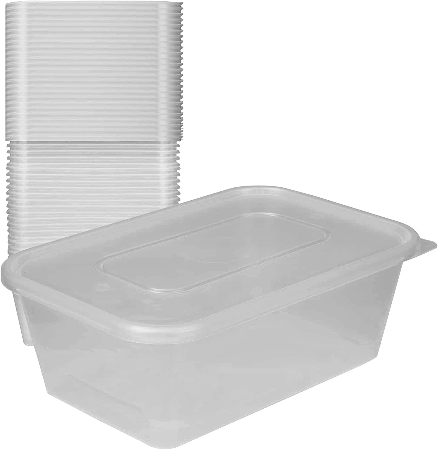 JMS we create smile (Pack of 50) Clear Plastic Food Containers, Food Storage Box, Meal Prep Lunch Box Food Tubs, Takeaway Containers With Airtight Lids For Kitchen Pantry (Plastic Container, 750 ML)