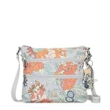 Sakroots Artist Circle Repreve EcoTwill Basic Crossbody, Light Grey Flower Power