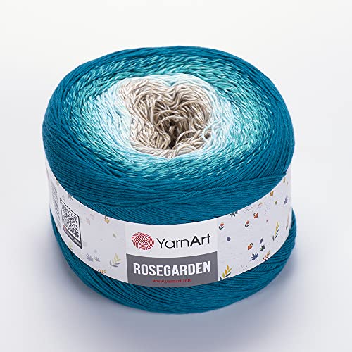 Image of Yarn Art Flowers Rosegarden 100% Cotton 250gr 8.80 oz 1094yds Multicolor Cotton Yarn Rainbow Crochet Yarn Spring Summer (324)