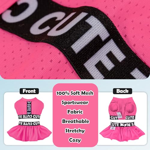 Image of CuteBone Two Piece Dog Sports Dress Athleisure Puppy Fluorescent Pink Skirt Lightweight Small Dogs Girl Clothes Cat Apparel SPS06XS