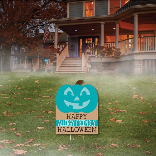 Big Dot of Happiness Teal Pumpkin - Halloween Yard Signs