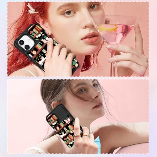 Image of Funermei for iPhone 16 Case - Women Girls Cute Phone Cover Girly Pretty Aesthetic Cat and Books Unique Design with Camera Cover Funda for Apple for iPhone 16