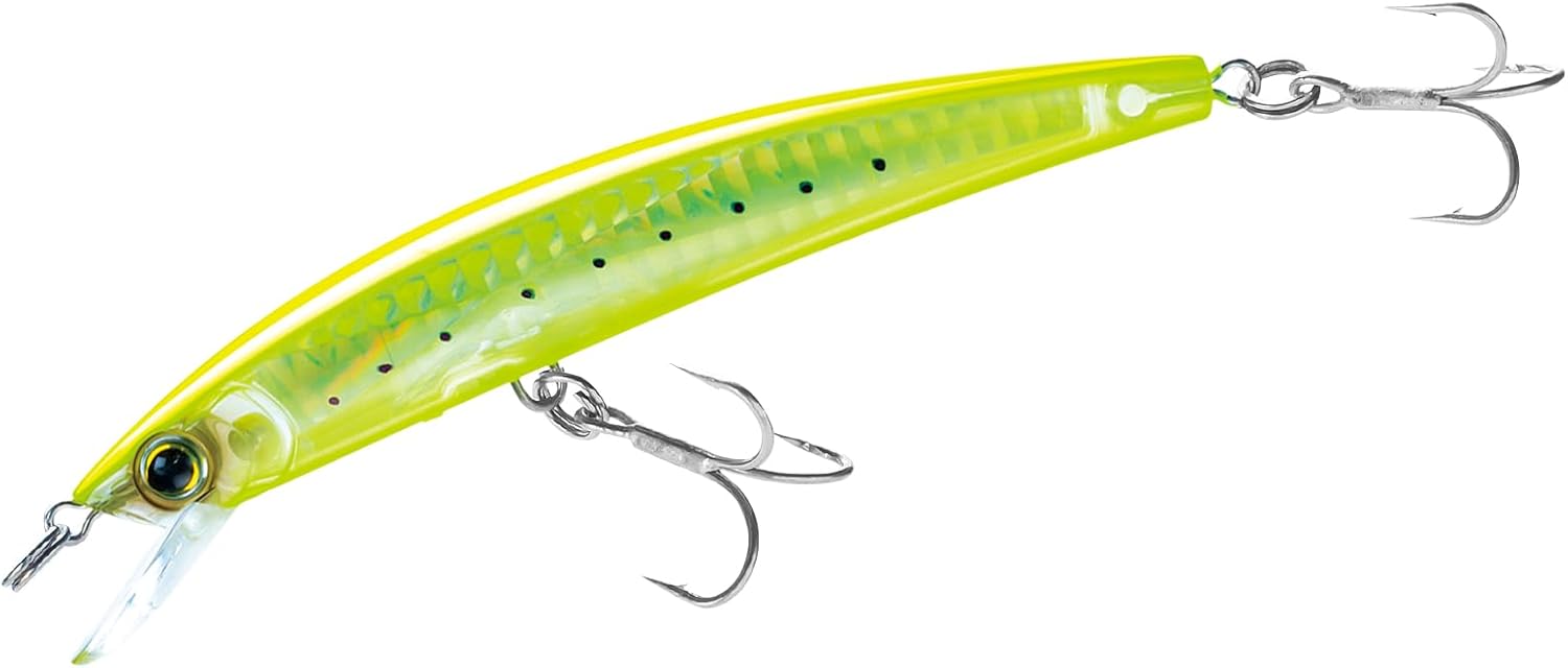 Yo-Zuri Crystal 3D Minnow Sinking Lure, Chartreuse Silver, 3-1/2-Inch