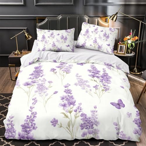 Housse de couette lavande hypoallergénique en microfibre douce