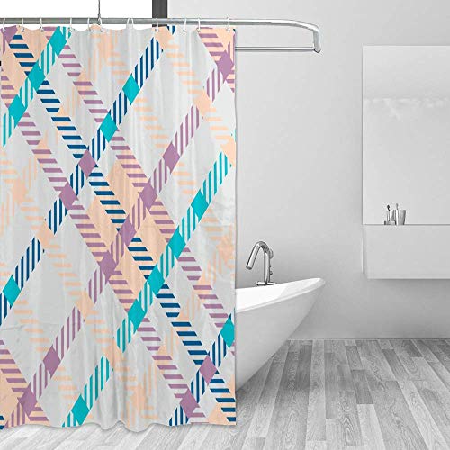 Rideau de douche imperméable violet pour baignoire avec crochets - 5