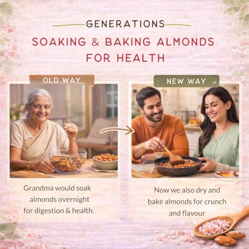 Image of Gretel Himalayan Pink Salt Sprouted Almonds 50 gm | Soaked, Dried & Baked not Roasted | Crunchy California Badam | Rich in Protein | Zero Cholesterol Dry Fruits | Vegetarian Healthy Snack I Brand of Singapore |