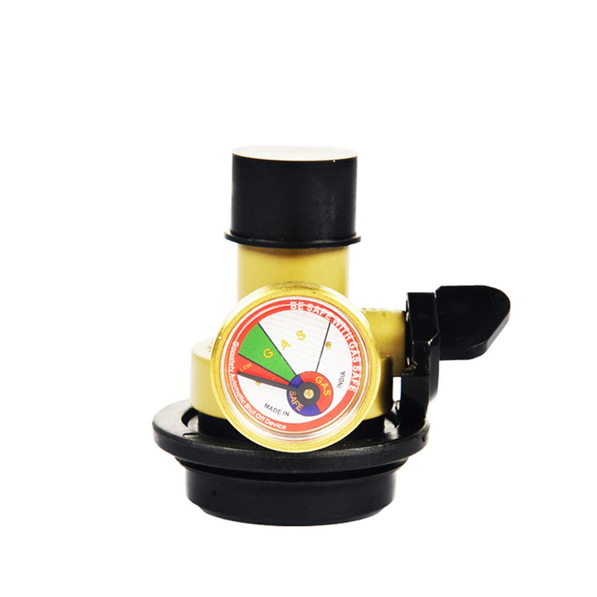 GasSafe Gas Leakage Safety Device and 30% Gas Saving for All LPG Gas Cylinder (Vertical, Yellow)