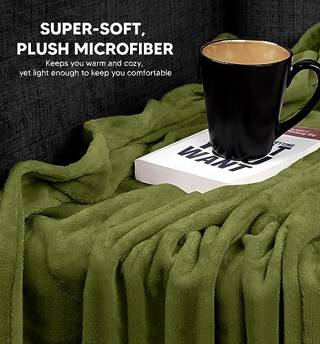 Image of Utopia Bedding Fleece Blanket Twin Size Olive 300GSM Luxury Anti-Static Fuzzy Soft Microfiber Bed Blanket (90x66 Inch)