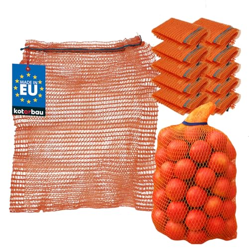 KOTARBAU® Raschelsack - Saco para patatas (35 x 50 cm, 5 kg, polipropileno), naranja, 40 x 60 cm, Juego de 10 unidades