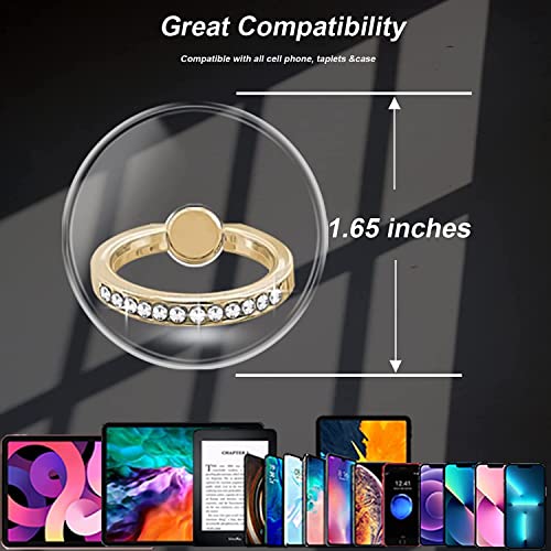 Image of KolorFish Transparent Phone Ring Stand Holder Mobile Phone Ring Holder Finger Grip 360 Degree Rotation (Bling Gold Transparent Round)