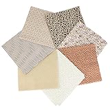 Tela de Algodón para Manualidades,Algodon Telas Patchwork, Patchwork Cuadrados Algodón, Tela Retazos Algodón, 7PCS 25x25cm Estampado Floral Cuadrados Impreso Tela DIY Manualidades Costura (Marrón)