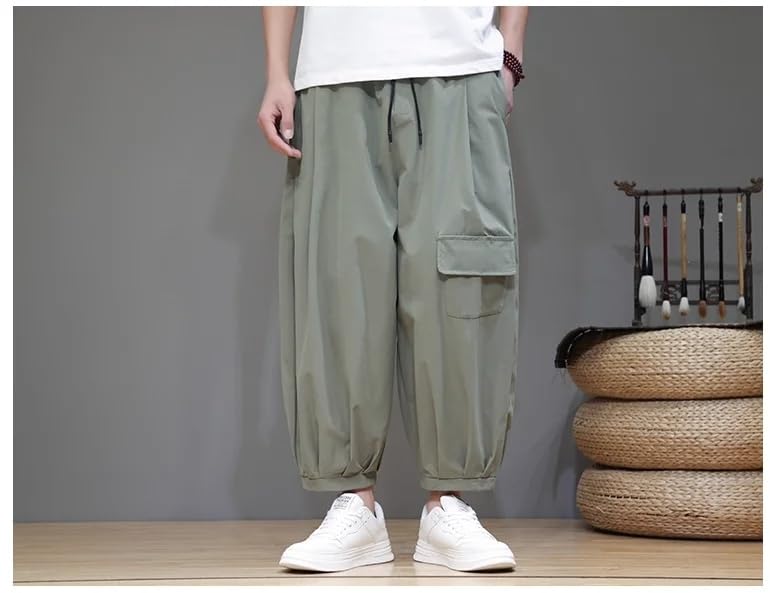 Chinese Style Loose-fit Wide-Leg Cargo Pants for Men Summer Thin Casual Vintage Pants3