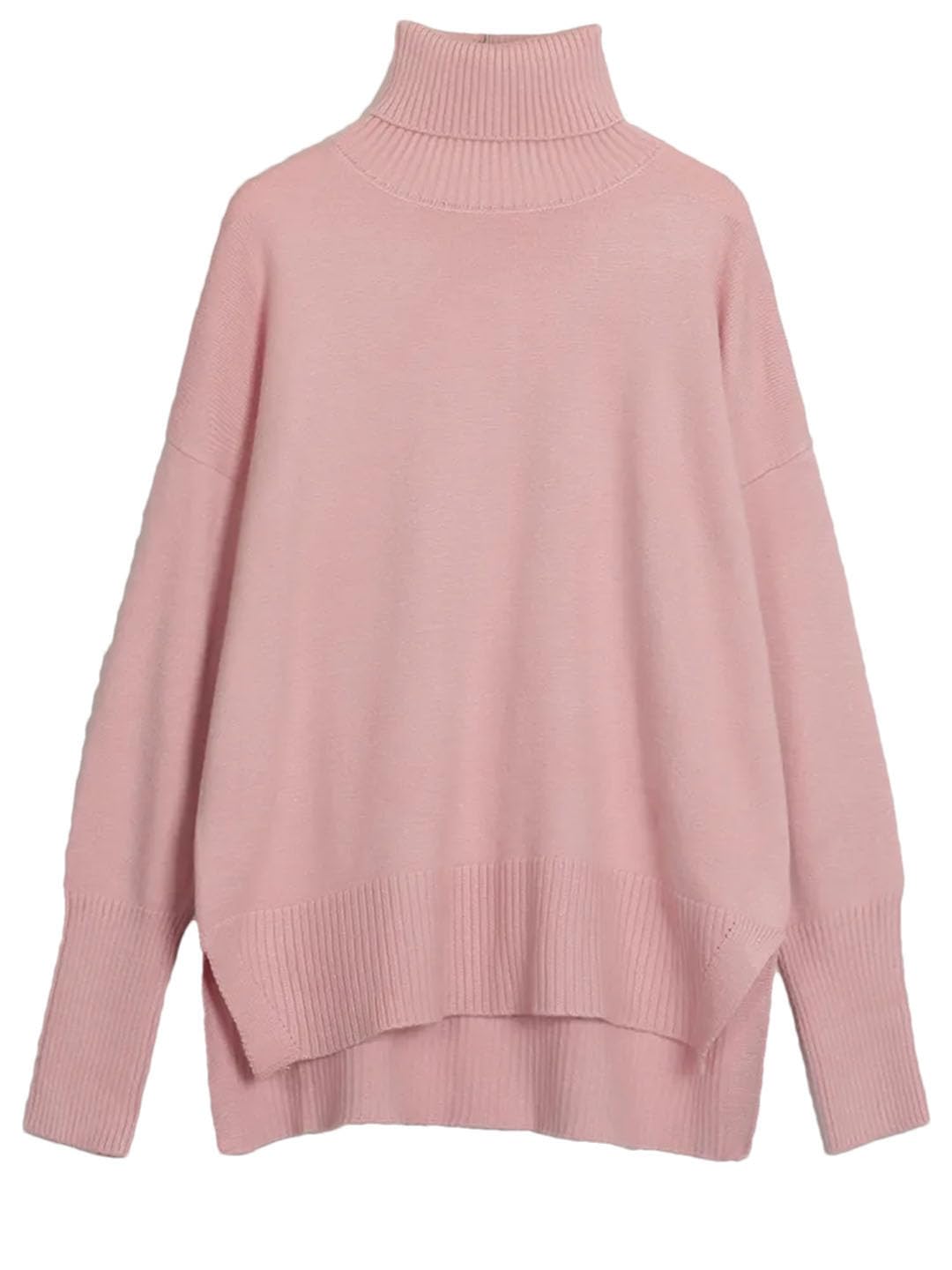 Maglione da donna a collo alto, a maniche lunghe, tinta unita, lavorato a maglia