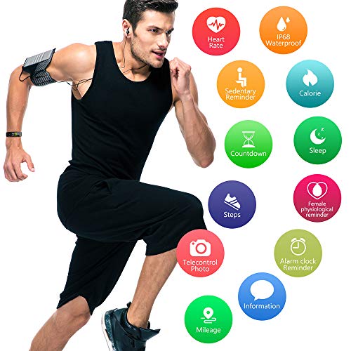 Mgaolo Fitness Tracker,Waterproof Activity Tracker with Blood Pressure Heart Rate Sleep Monitor for Android and iOS,11 Sport Modes Health Fit Smart Watch with Pedometer for Fitbit Men Women Kids Black