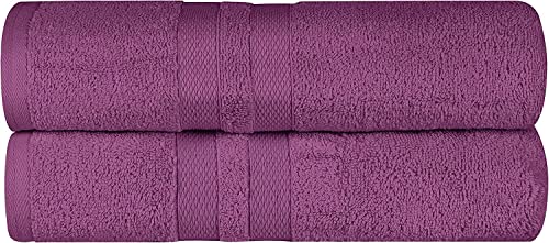 Wholesale Trade Dealz Pack of 2 Large Jumbo Bath Sheet Towels(75 x 150 cm) 100% Egyptian Cotton Big Bath Sheets Quick dry & Absorbent (Purple, Cotton)