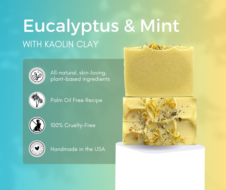 Miniatura 3 de The King's Offspring - All-Natural Hand and Body Bar (Eucalyptus + Mint) Soap Handmade with Plant Based Oils, Butters and Kaolin Clay in the USA (1