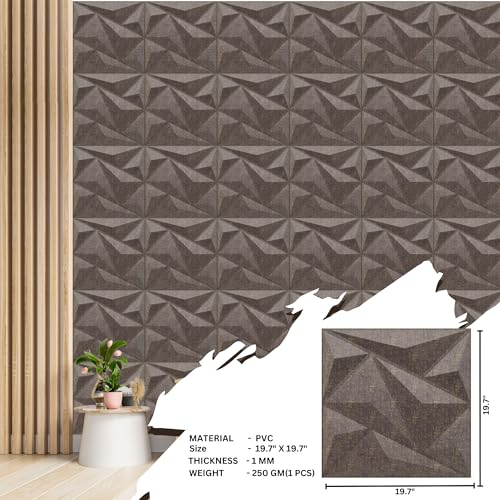 Image of Kayra Decor PVC Panel for Wall Alps Design Magnum Brown Color 19.7 inch x 19.7 inch (Pack of 40) - Covers 107.80 Sq. Ft.