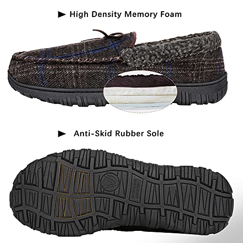 Bigwow Mens Slippers Moccasins House Shoes With Fashion Style Indoor Outdoor Mens Slippers Memory Foam Coffee Size 9 #TOP4