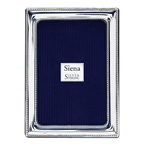 Siena 8x10 Pearl Bead Silver Deco Picture Frame, Boutique Quality Photo Frame, Siena Collection (925 Sterling Silver)