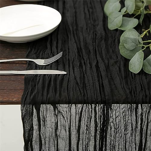 Cheesecloth Table Runner, 70 Inch Soft and Skin-Friendly Semi-Transparent Retro Machine Washable Boho Table Runner,Reusable Natural Pleated Design Cheese Cloth Table Runner for Weddings Thanksgiving - image 3
