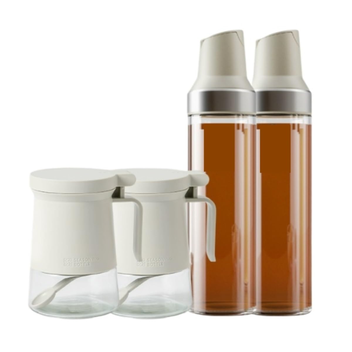 GFJHdfhE Cruet Set - Cooking Tools Automatic Opening And Closing Soy Sauce Vinegar Seasoning Bottle Jar Household 4 Piece Set Housewares