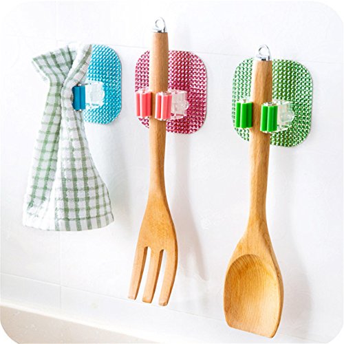 Generic Green : New Colorful Hanger Hook Organizer Storage Rack Crystal ABS Wall Mounted Mop Broom Holders Home Kitchen Decor