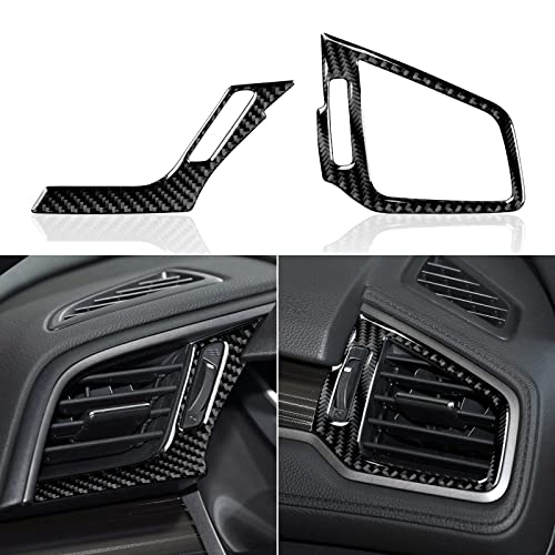 2PCS Car Air Vent Decals Carbon Fiber Sticker Strips AC Trim Compatible with Honda Civic 10th Gen 2016 2017 2018 2019 2020 2021 Accessories