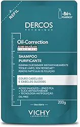 Vichy Dercos Oil-Correction, Refil Shampoo Purificante para Cabelos Oleosos, Limpeza Profunda sem Ressecar os Fios, Fórmula com Ácido Salicílico e Zinco PCA, 200g