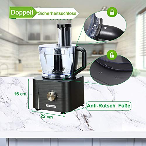 TopStrong Küchenmaschine 1100W,Küchenmaschine Multifunktions,11 Funktionen Food Chopper...