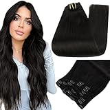 Full Shine Clip in Human Hair Extensions Black Natural Hair Extension 120 Gram Clip in Hair...