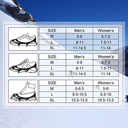 EIVOTOR【Upgraded 24 Spikes】 Walk Traction Ice Cleat Spikes Crampons,Ice Snow Grips for Footwear for Walking, Jogging, Climbing, Hiking on Snow and Ice(L)