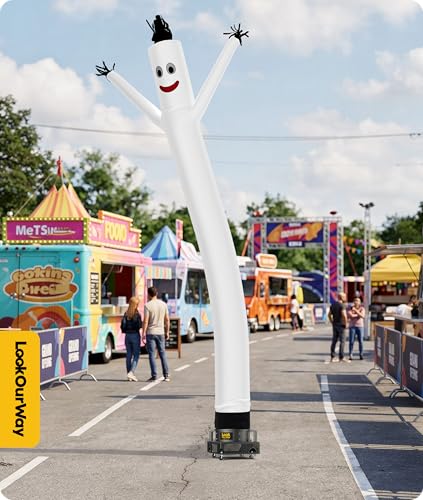 Image of LookOurWay Air Dancers Inflatable Tube Man Attachment - 20 Feet Tall Wacky Waving Inflatable Dancing Tube Guy for Business Promotion - Blower Not Included - White