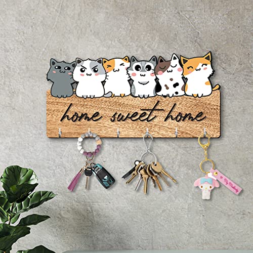 Image of kotart Unique Stylish Modern Wooden Key Holder for Home Decor Living Room Office with Stylish Key Organizer | Designer Wall Decor | Wall Art Decorative Items | Wall Decoration (Hanging 4)