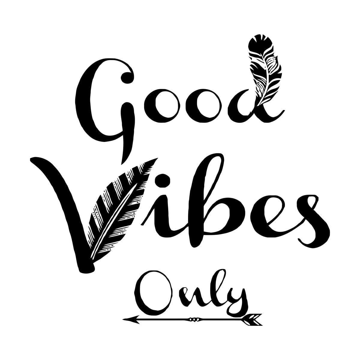Good Vibes Only Wall Decals Vinyl Feather Arrow Wall Murals Home Decor Office Inspiring Quotes for Living Room Adornment Small - 42x43cm โ image 1