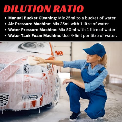 Image of Tetraclean High Foam Car Shampoo Car Washing Liquid- Rose Scented | For Home & Commercial Use, (2 L)