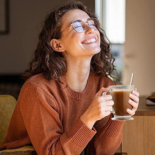 Image of Mfacoy Glass Coffee Mugs Set of 6, Clear Large Coffee Mug 15 Oz With Handles for Hot Beverages, Clear Mugs for Tea, Cappuccino, Latte, Espresso Coffee, Juice, Glass Coffee Cups