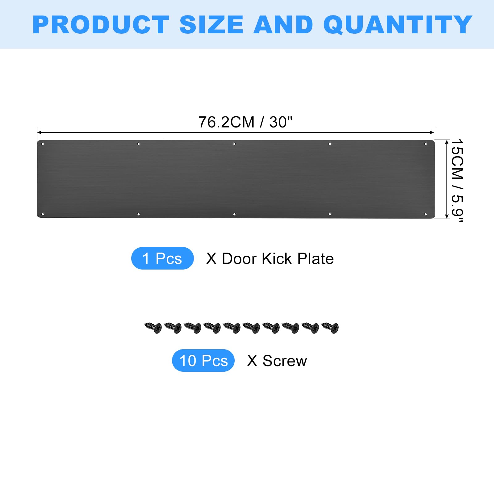 sourcing map Placa de aluminio para puerta de 15,2 x 76,2 cm, 2 mm de grosor, para puerta delantera exterior o puerta trasera, color negro