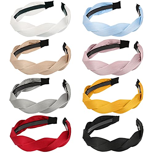 8 Pieces Women Braided Headbands Vintage Wide Twisted Knotted Headband Weaving Shape Headband Twisted Knotted Hairband Hair Hoop