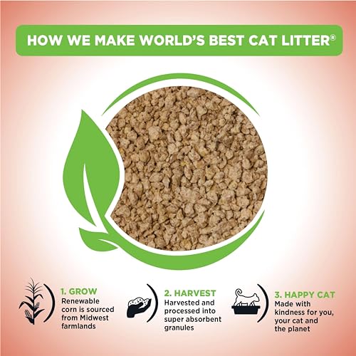 WORLD'S BEST CAT LITTER Multiple Cat Unscented, 15-Pounds - Natural Ingredients, Quick Clumping, Flushable, 99% Dust Free & Made in USA - Long-Lasting Odor Control & Easy Scooping