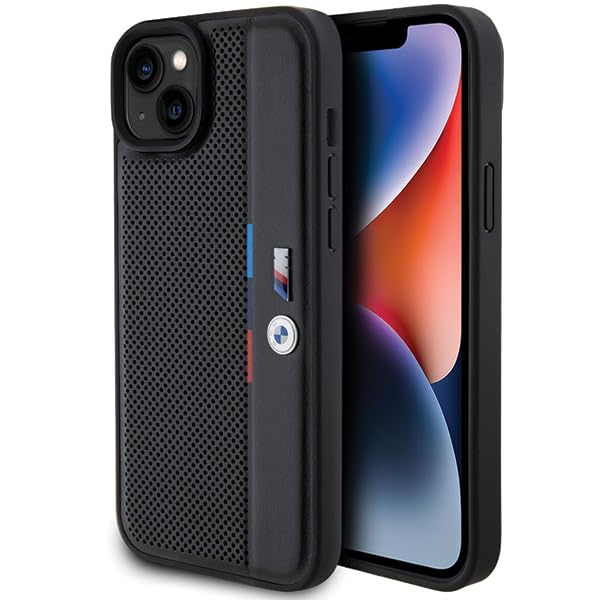 CG MOBILE BMW BMHCP15M23PUPVK Coque pour iPhone 15 Plus / 14 Plus 6,7" Noir Coque Rigide Perforée Ligne Tricolore
