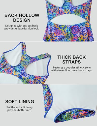 Image of Girls' Swimsuit One Piece Swimming Suits Flyback Swimwear for Practice