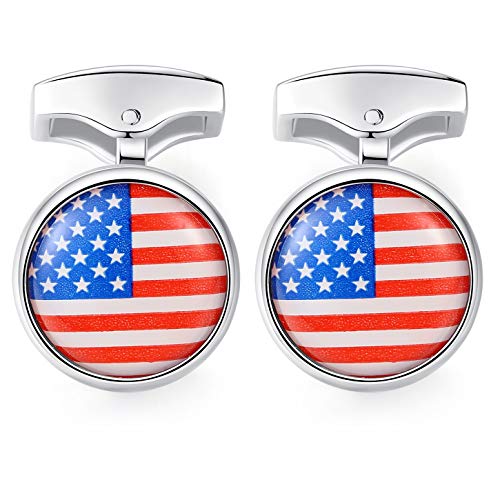 Mancuernillas HONEY BEAR con bandera USA en acero miniatura 3