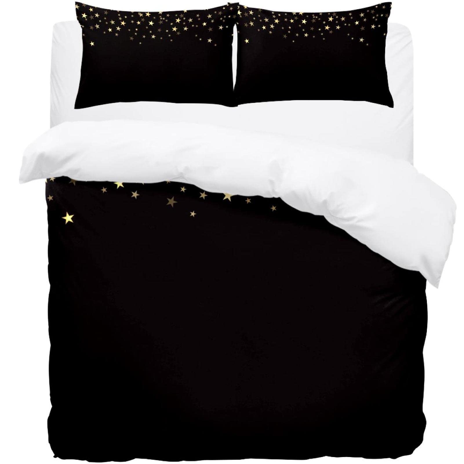 Parure de lit Supersoft Black Star avec 1 housse de couette et 2 taies doreiller