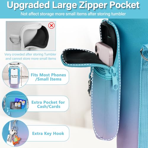 Image of LEFOR.Z Water Bottle Carrier Bag with Phone Pocket Compatible with Stanley /Meoky 40 oz Tumbler with Handle,Water Bottle Holder Pouch with Adjustable Strap Compatible with Stanley Cup Accessories