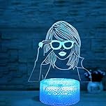 Deluisho 3D Night Light, Songstress 3D Lamp Illusion LED, 3D Illusion, 16 Colours Smart Touch, Dimmable Visual Stereoscopic Night Light, Great Gift for Kids