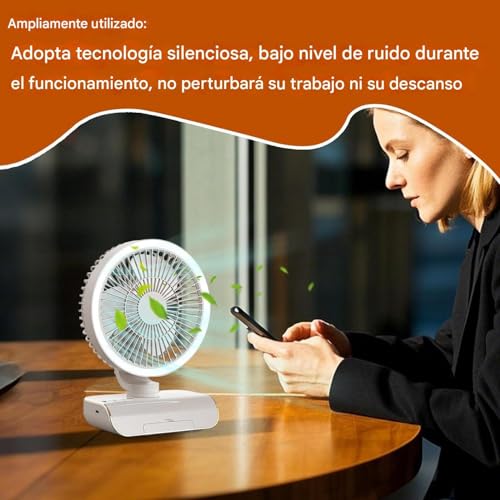 Ventilateur de table oscillant batterie 2000 mAh compact pour bureau et maison - 3