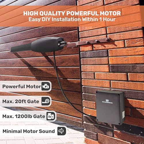 Image of TMT Clifford 500 Premium Dual Automatic Gate Openers Up to 20ft and 1200lb Heavy Duty Swing Gate, Gate Opener with Remote Complete Kit, Electric Gate Opener for Driveway (App Compatible)