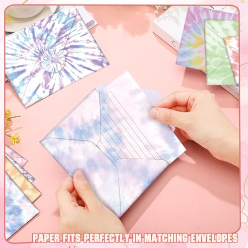 Image of TaoBary 160 Pcs Tie Dye Stationery Paper and Envelopes Set, 5.5 x 8.25''